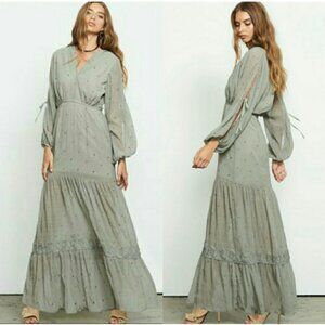 💕STEVIE MAY💕 The Sleepers Dress Sage Green Small Billow Sleeves Boho Chic